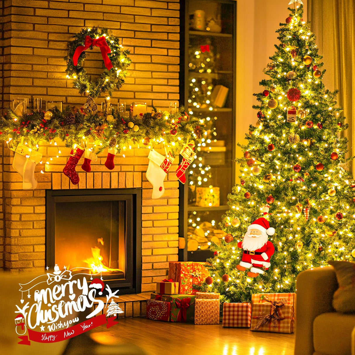 POTIVE Connectable Warm White Christmas Lights Outdoor, 173ft 500 LED Led Christmas String Lights Indoor Plug in, 8 Modes Christmas Tree Lights Green Wire for Outside POTIVE