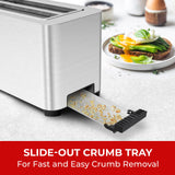 Mueller UltraToast Full Stainless Steel Toaster 4 Slice, Long Extra-Wide Slots with Removable Tray, Cancel/Defrost/Reheat Functions, 6 Browning Levels with LED Display, Kitchen Essentials & Gadgets Mueller