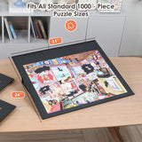 WELGEE 1000-Piecce Tilting Puzzle Board with Stand, 31” x 24” Lightweight Portable Puzzle Table for Adults & Seniors, DIY Customizable Puzzle Accessory Only 3.5 lbs (Black) WELGEE