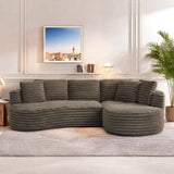 Trygoal Modern Curved L-Shape Sectional Sofa, Luxury Oversized Upholstered Sofa with Deep Seat, Comfy Sleeper Couch with Left Chaise Lounge, Boneless Cloud Curved Couch for Living Room, Cream Trygoal