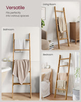 VASAGLE Blanket Ladder Decorative Farmhouse for The Living Room, 5-Tier Ladder Shelf, Ladder Rack for Storage and Decor, Honey Brown ULLS018K41 VASAGLE