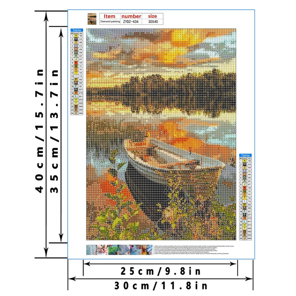 LYKEJI Fall Diamond Art Kits for Adults Drill Full Diamond Painting Boat Wall Art Kit Home Decor 5D DIY Rhinestone Embroidery 11.8×15.7 Inch LYKEJI