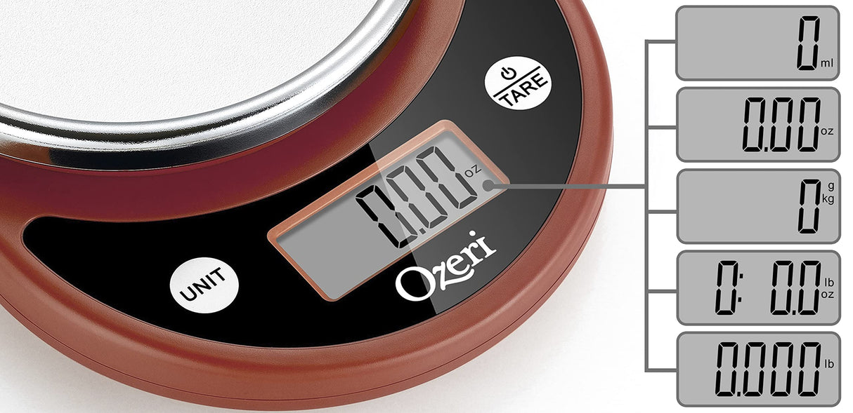 Ozeri Pronto Digital Multifunction Kitchen and Food Scale,Burnt Ochre Ozeri