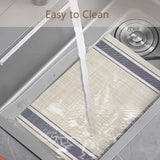 DACHUI Placemats Set of 6, Soft & Elegant Woven Vinyl Place Mats, Water Resistant, Heat Resistant, Washable, Durable Table Mats (Blue Stripes) DACHUI