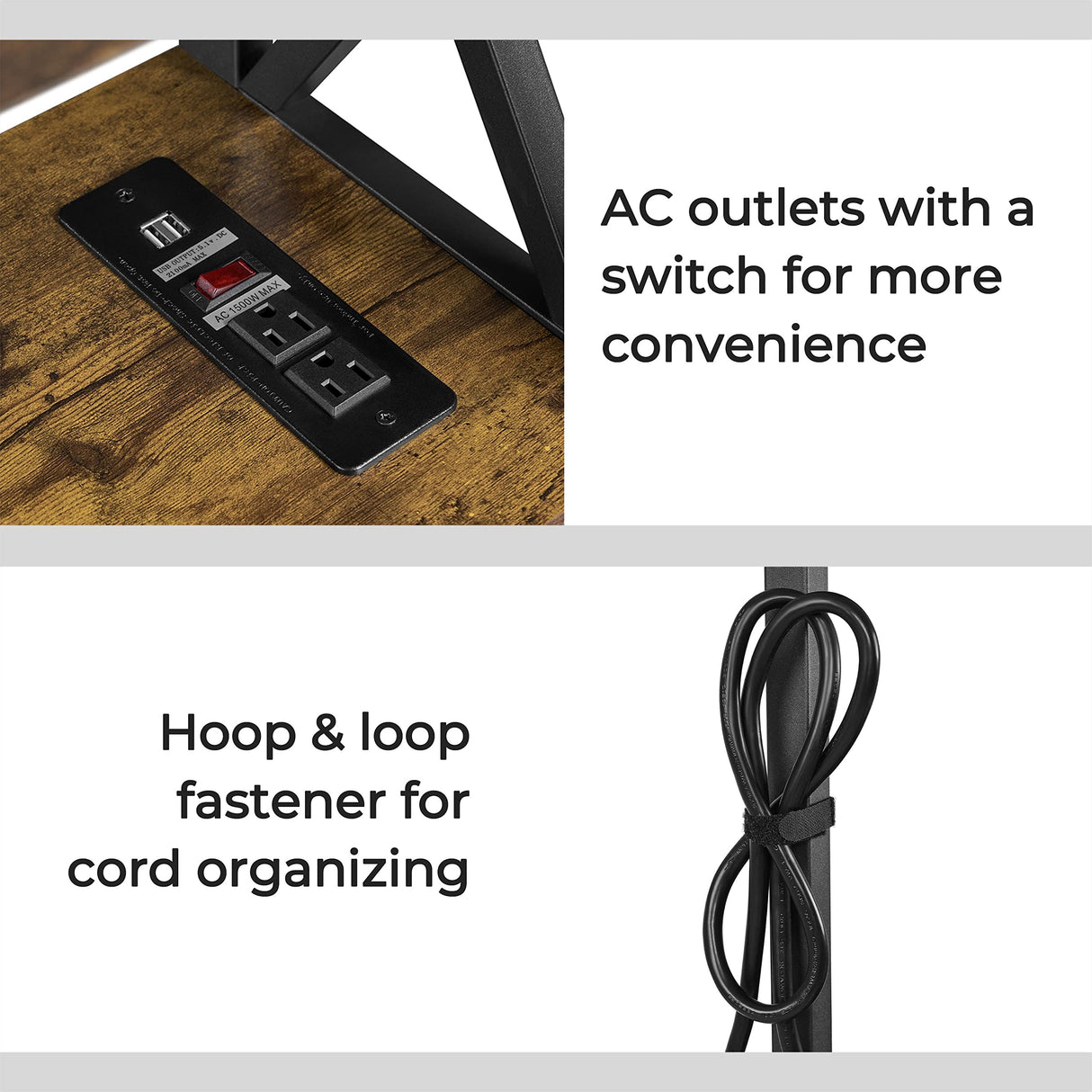 Topeakmart Console Table with Charging Station, 40" Narrow Entryway Table with 2 Power Outlets and 2 USB Ports, Sofa Hallway Table with Drawer, Behind Couch, for Living Room Rustic Brown Topeakmart