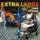 Overmont 200L Foldable Wagon Cart - 49.2" Extended Heavy Duty Collapsible Folding Utility Wagon with All-Terrain Big Wheels for Outdoor Camping Sports Garden Beach Grocery - 300lbs Support Overmont