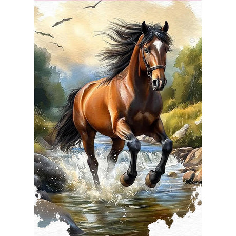 MOGTAA Horse Diamond Art Kits for Adults, 5D Full Drill Diamond Painting Kits for Adults Beginners, DIY Landscape Round Diamond Dots for Adults, Gem Art for Home Decor 12 X 16Inch MOGTAA