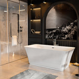 Empava 59 Inch Freestanding Bathtub - Mordern Stand Alone Soaking Tubs with Integrated Drain & Overflow System, White Empava