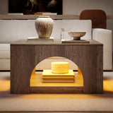 LIKEMET Large Coffee Table, 35.5-Inch LED Center Table with Storage, Square Low Table for Living Meeting Room, Easy Assembly LIKEMET