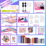 1000+ PCS Fashion Designer Kits for Girls - Sewing Kit with 4 Mannequins - DIY Arts and Crafts Kit Doll Clothes Making Set - Designer Dress Girls Toys for Age 6 7 8 9 10 11 12+ Year Old Gifts Aowjoy