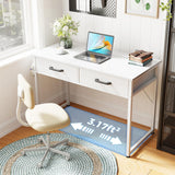 Casaottima 40 Inch Small Office Computer Desk with 2 Drawers & Headphone Hook - Compact Writing Desk for Home Office, Study or Work, Modern Space-Saving Design for Small Spaces, White Casaottima