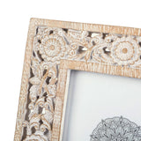 NIKKY HOME Farmhouse Boho Style Floral Picture Frame 4x6 Rustic Resin Photo Frame with Distressed White Finish, High Definition Glass for Wall and Table Top Display NIKKY HOME