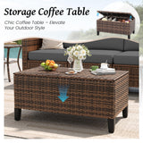 Amopatio Patio Furniture Set, Wicker Outdoor Sectional Sofa Sets, 7 Pieces Rattan Conversation Set with Storage Table, Swivel Chairs Include Waterproof, (Grey) Amopatio