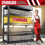 ZIWJHK 72''H*46W'' Garage Shelving, 3000lb Heavy Duty Shelving, Adjustable Metal Shelving Garage Storage Shelves 5 Tier Utility Shelf Unit Metal Shelf Rack for Basement Industrial Black ZIWJHK