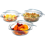 Simax Casserole Dish Set with Lid, Round Glass Cookware, Borosilicate Glass, Made In Europe 1 Qt, 1.5 Qt and 2 Qt Baking Dishes, Set of 3 SIMAX