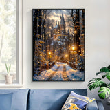 Christmas Castle Diamond Paintings Kits for Beginners, Diamond Arts Kits for Adults, Winter Street Landscape Paint by Diamonds, 5D DIY Full Round Drill Dot Gem Art for Home Wall Decor 11.8x15.8inch GXGLLPZBY