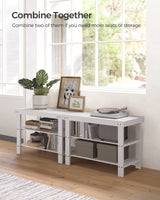 SONGMICS Shoe Rack Bench, 3-Tier Bamboo Shoe Storage Organizer, Entryway Bench, Holds Up to 286 lb, 11.3 x 27.6 x 17.8 Inches, for Entryway Bathroom Bedroom, Cloud White ULBS004W01 SONGMICS