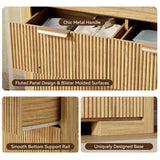 HOTALLOY Fluted Dresser for Bedroom, 9 Drawer Dresser with Gold Handle, 57" Wide Chest of Drawers, Modern Wood Dressers Organizer for Bedroom, Liveroom, Entryway, Natural Oak HOTALLOY