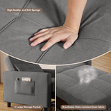 Noelse Convertible Futon Sofa Bed, 3-in-1 Multi-Functional Sleeper Chair Bed, Adjustable Backrest Recliner with Modern Linen Fabric for Living Room Bedroom Apartment Small Space, Dark Grey Noelse