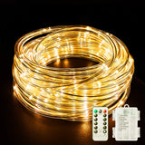 Fitybow LED Rope Lights Battery Operated String Lights 40Ft 120 LEDs 8 Modes Hanging Fairy Lights Dimmable/Timer with Remote for Camping Party Halloween Christmas Decoration (Warm White) Fitybow