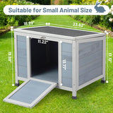 COZIWOW 24inches Wooden Catio Outdoor Cat House Small Animal House，Rabbit Hutch Indoor，Stable Weatherproof Bunny Cage Insulated Pet Shelter for Small Cat Dog Rabbit Guinea Pig(Grey) COZIWOW