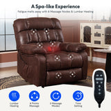 FLEXISPOT XL51 Dual OKIN Motor Power Lift Recliner Chair for Elderly, Lay Flat Sleeper Recliner with Massage & Heat, USB Ports, Faux Leather Reclining Sofa for Living Room Bedroom(Extra Large, Brown) FLEXISPOT