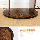 HOOBRO Rotating Bookshelf, 360° Spinning Bookshelf for Small Spaces, 4-Tier Floor Standing Bookcase Storage Rack, Wooden Corner Bookcase for Living Room, Study, Office, Rustic Brown and Black FG54SJ01 HOOBRO