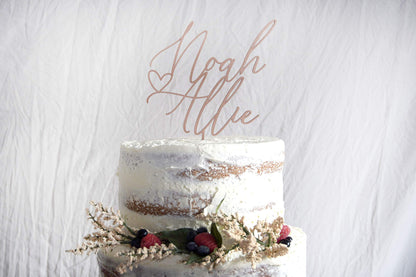 Personalized Rustic Name Wedding Cake Topper | Custom Cake Topper | Wood Cake Topper - WoodArtSupply