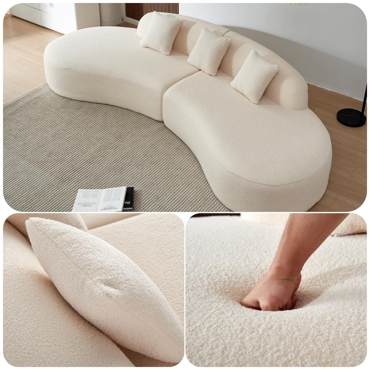 ChicFurnit Couch, Sectional Sofa, Modern Unique Curved Sectional Sofa Couch with 5 Seats, Comfy Couch for Living Room, Apartment & Office, Beige ChicFurnit