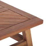 Walker Edison Outdoor Patio Wood Chevron Rectangle Coffee Table All Weather Backyard Conversation Garden Poolside Balcony, 42 Inch, Brown Walker Edison