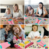 Arts and Crafts for Kids Ages 8-12,Friendship Bracelet Making Kit for Girl,Kids Jewelry Making Kit with 28 Pre-Cut Threads,Christmas Birthday Gifts for Ages 6 7 8 9 10 11 12 Year Old Pink/Cyan Maynacs