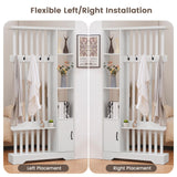 Room Divider with Shelves, Wall Room Divider Bookshelf, Freestanding Wood Privacy Screen with Storage Cabinet, Coat Rack, Display Shelf for Living Room Separation, Home Office Decorative SAHISTCT