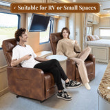 Cfvyne Zero Wall Power Recliner Chairs, Small Recliner for Small Spaces and Petite People Man Woman (1, Light Brown Faux Leather) Cfvyne