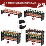 Domax Wine Rack Freestanding Floor - 4 Tiers Stackable Wine Rack 36 Bottle Wine Bottle Holder， Bamboo Wine Holder Wine Storage for Kitchen, Bar, Pantry, Wine Cellar and Countertop (Black) Domax