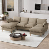 Nolohoo Cloud Couch Sectional Sofa, Modern Large Modular Sofas with Chaise, Convertible Ottoman, 112" Comfy Fluffy U Shape Sectional Couches for Living Room, Apartment, Light Brown Nolohoo