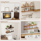 FLYJOE Floating Shelves for Wall Decor, Rustic Solid Elm Wood Floating Shelves Wall Mounted, Wall Shelves with Invisible Bracket for Living Room Bedroom Kitchen, 24 Inch Set of 2, Natural FLYJOE