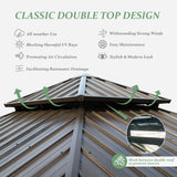 Domi 12x12 ft Wood Gazebo, Cedar Wood Frame Hardtop Gazebo with Galvanized Steel Double Roof, Outdoor Gazebo with Netting and Curtains, Patio Gazebo Pergola Pavilion for Patio, Backyard, Deck, Lawns domi outdoor living