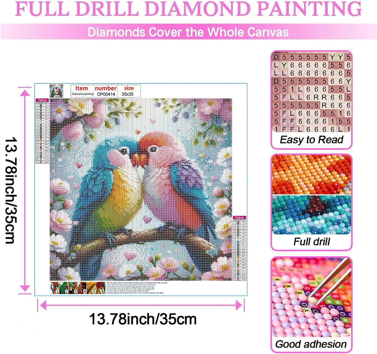 ARPADAMO Spring Diamond Art Bird Kits for Adults,5D Bird Diamond Painting DIY Animal Diamond Art Diamond Painting Kits for Adult,Round Full Drill Diamonds, Diamond Art Kits for Home Decor-14x14inch ARPADAMO