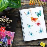 CHALKY CROWN - Watercolor Paper Pad - Water Color Paper Sketch Book - Large Paper for Artists, White - Pack of 2 (64 Sheets) CHALKY CROWN