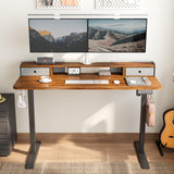 TRALT Electric Standing Desk 48 Inch Height with 2 Drawers-Adjustable Height Desk with Storage Shelf - Sit Stand Up Workstation (Rustic Brown, 48X24 Inches) TRALT