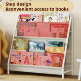 Aokitsink Kids Bookcases Montessori Bookshelf Nursery Book Shelves and Toy Storage Childrens Toddler Bookshelf Sturdy Metal Kid's Toy Storage Organizer for Kids' Rooms Playroom Kindergarten Aokitsink