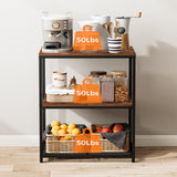 Homleke Kitchen Island with 3 Shelves, Kitchen Shelf with Large Workstation, Bakers Rack, Workbench, Metal Frame, Rustic Brown and Black Homleke