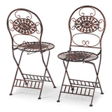 Alpine Corporation Indoor/Outdoor 3-Piece Oval Bistro Set Folding Table and Chairs Patio Seating, Bronze Alpine Corporation