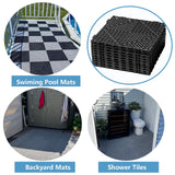 12” x 12” Drainage Interlocking Floor Tiles, 12 Pack Non-Slip Pool Deck Drain Tiles for Flooring, Soft PVC Splicing Modular Cushion Mats, Rubber Floor Tiles with Holes for Shower Basement Garage Shed EVANCENT