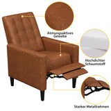 Yaheetech Faux Leather Recliner Sofa Mid-Century Modern Single Reclining Chair Adjustable Back & Footrest Tufted Upholstered Sofa with Pocket Spring Living Room Bedroom Home Theater Brown Yaheetech