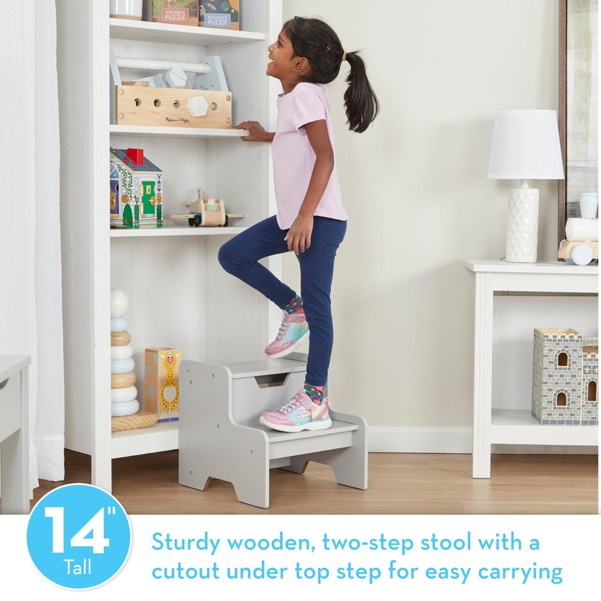 Melissa & Doug Kids Furniture Wooden Step Stool - Gray Melissa & Doug