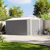 Patiowell 12 x 8 FT Outdoor Storage Shed, Steel Shed Storage House with Design of Lockable Doors, Utility and Tool Storage for Garden, Patio, Backyard, Outside use, Gray Patiowell
