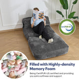 SHOUREN Folding Sofa Bed,Convertible Sleeper Chair Bed with Pillow,Foldable Futon Couch Mattress with Back Support,Portable Lazy Floor Sofa Lounger, Dark Grey, Single SHOUREN