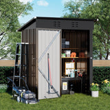 COMHOMA Shed Outdoor Storage Shed Metal,Lockable Doors Tool Sheds with Sloping Roof,Steel Garden Shed with Air Vent for Backyard,Patio,Lawn,Poolside (Brown, 5'*3') COMHOMA