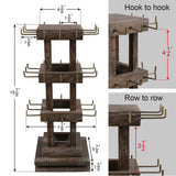 Ikee Design Wood Rotating Jewelry Display Stand Tower,Spinning Keychain Display Stand,36 Hooks Spinning Necklace, Bracelet, Earring Rack for Vendor, Coffee Color Ikee Design